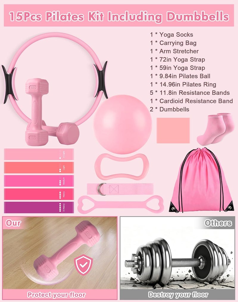 PATISYNC 13/15Pcs Pilates Kit for Women, Pilates Equipment for Home Workouts with Magic Circle, Ball, Resistance Bands, Pilates Starter Set for Strength, Toning and Flexibility - Image 3